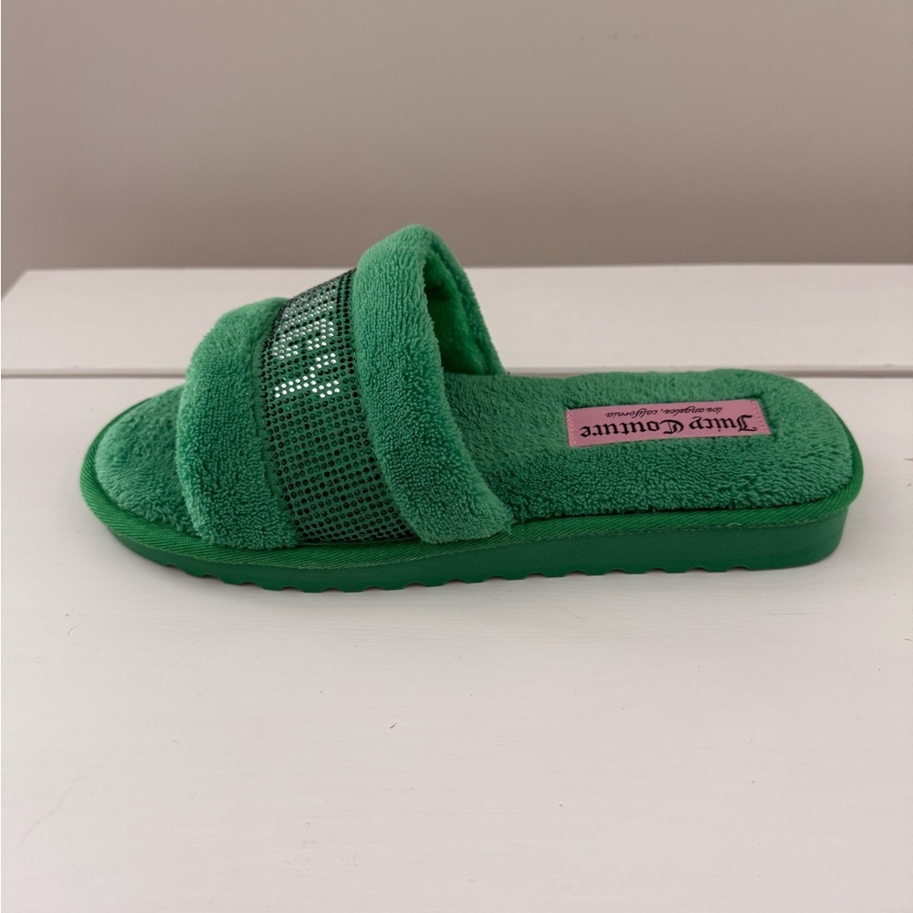 Juicy Couture Rhinestone Slide Y2K Glam Slippers St Patrick’s Day Size L (8-9) - Picture 4 of 6
